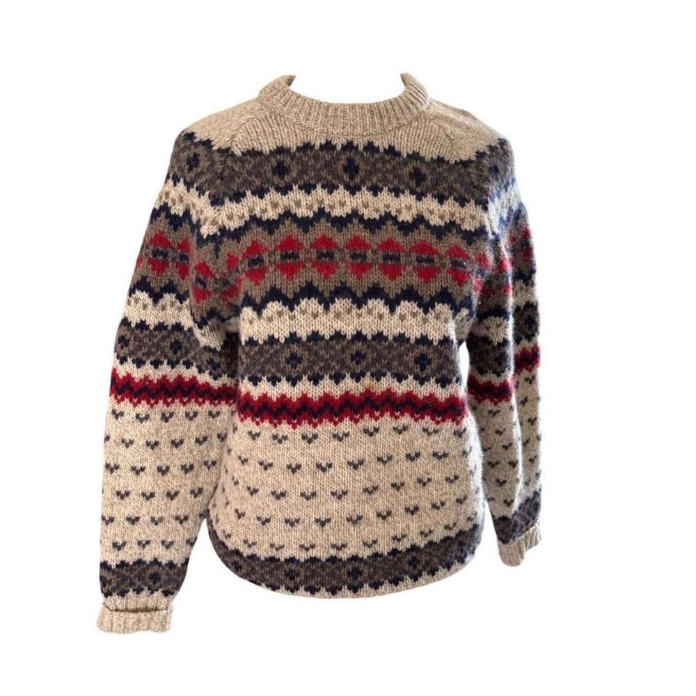 True Vintage Woolrich Fair‎ Isle Sweater 85% Wool Made Hong Kong Nordic Knit M